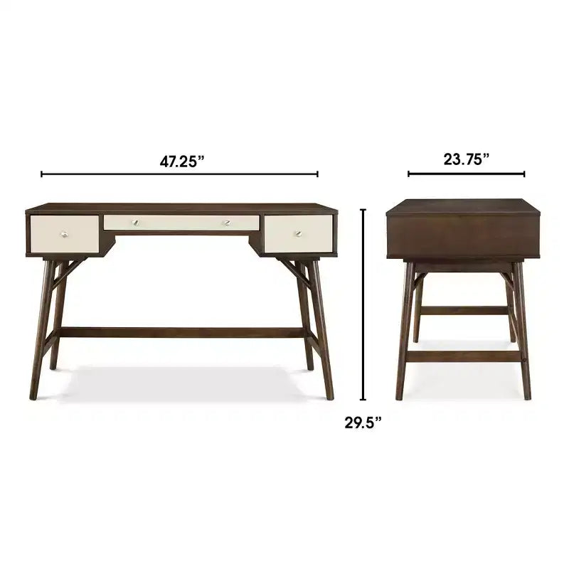 Sutton Writing Desk Brown - Adore Decor: Office Desk with Storage Drawers, Home Decorations