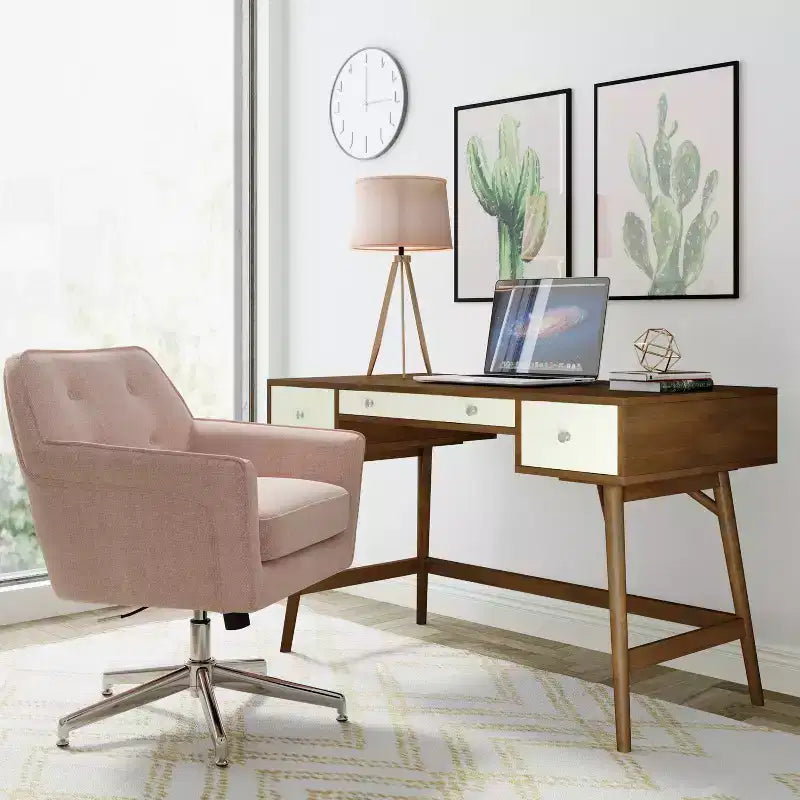 Sutton Writing Desk Brown - Adore Decor: Office Desk with Storage Drawers, Home Decorations