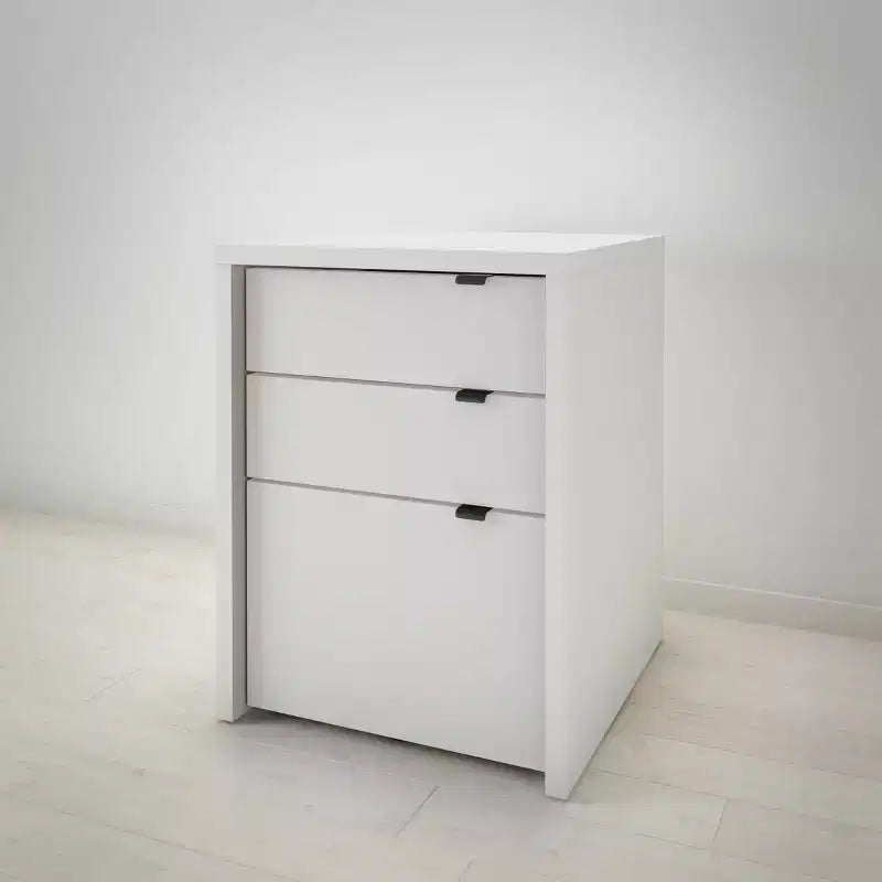 Nexera 2pc Chrono Home Office Set with File Cabinet White/Natural Maple: Laminated Melamine, Wood Composite Desk & Storage