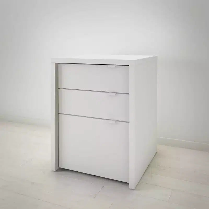 Nexera 2pc Chrono Home Office Set with File Cabinet White/Natural Maple: Laminated Melamine, Wood Composite Desk & Storage