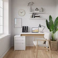 Nexera 2pc Chrono Home Office Set with File Cabinet White/Natural Maple: Laminated Melamine, Wood Composite Desk & Storage