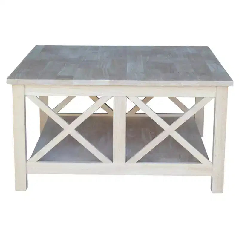 Hampton Square Coffee Table - Unfinished - International Concepts