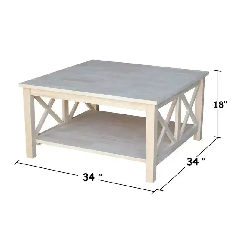 Hampton Square Coffee Table - Unfinished - International Concepts