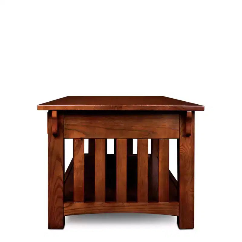 Mission Coffee Table With Drawers And Shelf - Medium Oak - Leick Home