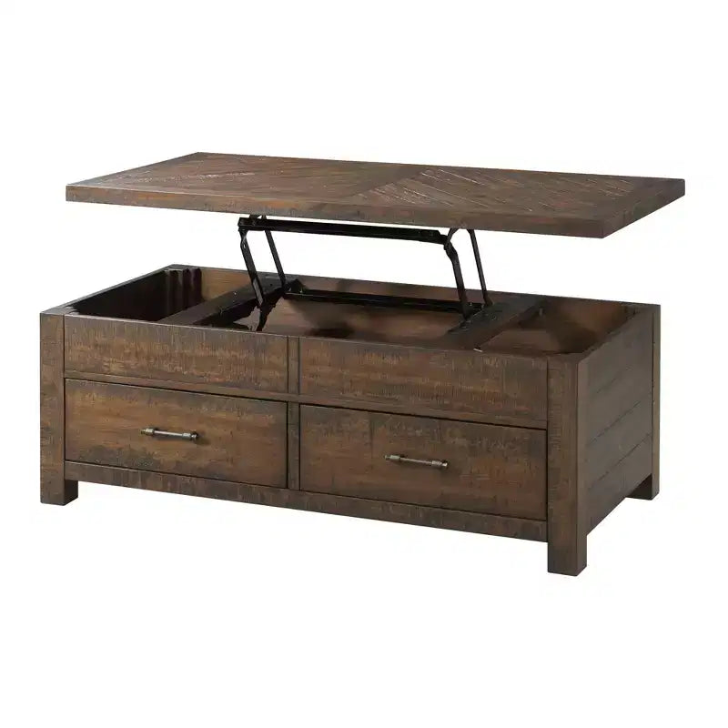 Dex Lift Top Coffee Table Walnut Brown - Picket House Furnishings: Storage, Rustic Finish, Trunk Style