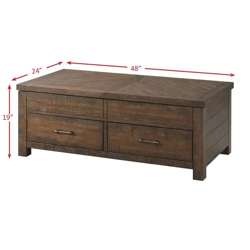 Dex Lift Top Coffee Table Walnut Brown - Picket House Furnishings: Storage, Rustic Finish, Trunk Style