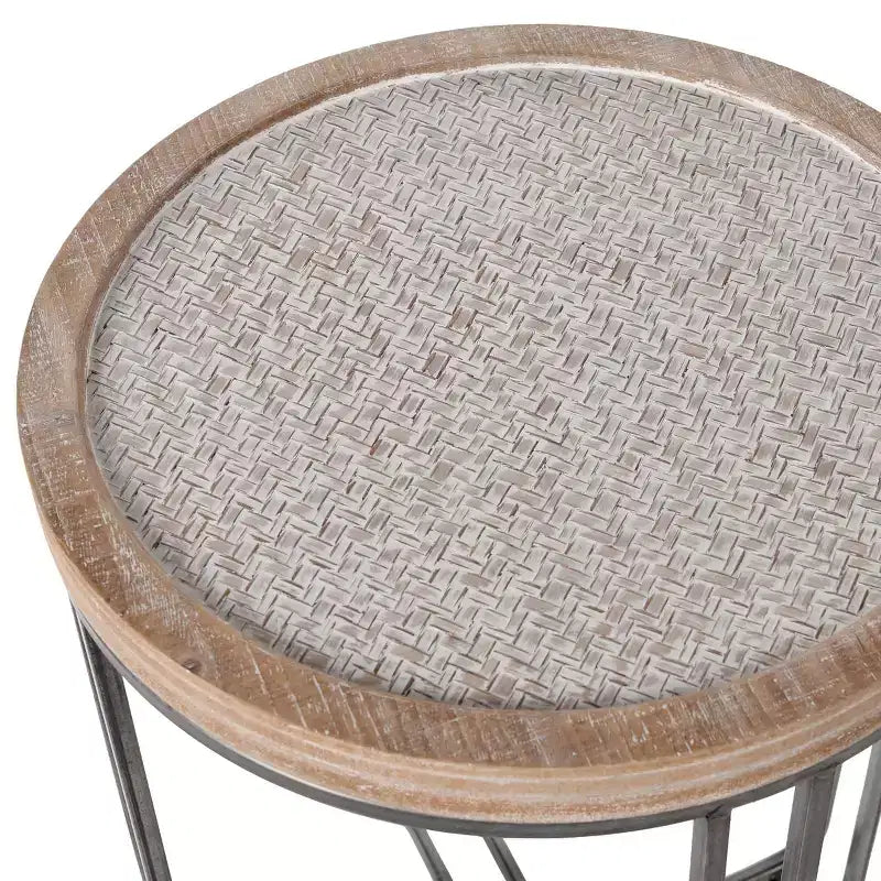 Set of 2 Ryder Round Nested Side Tables Tan/Black - StyleCraft