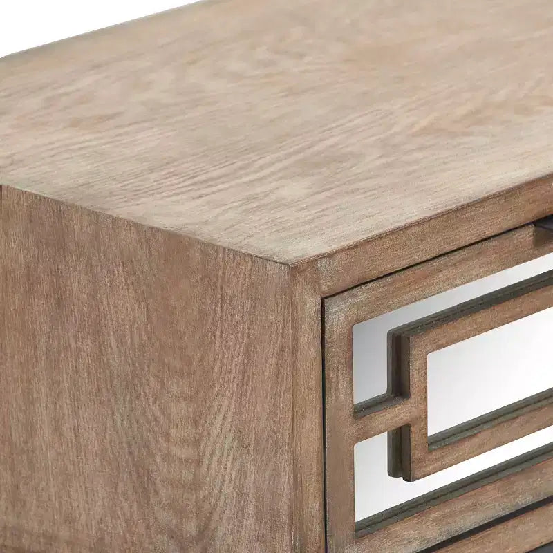 Hayworth Mirrored Side Table Gray - Finch: Modern Rectangle No Assembly, Metal Frame, Wood Top
