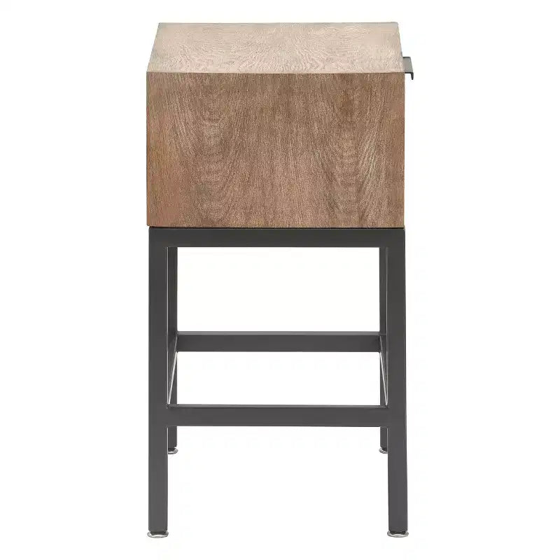 Hayworth Mirrored Side Table Gray - Finch: Modern Rectangle No Assembly, Metal Frame, Wood Top