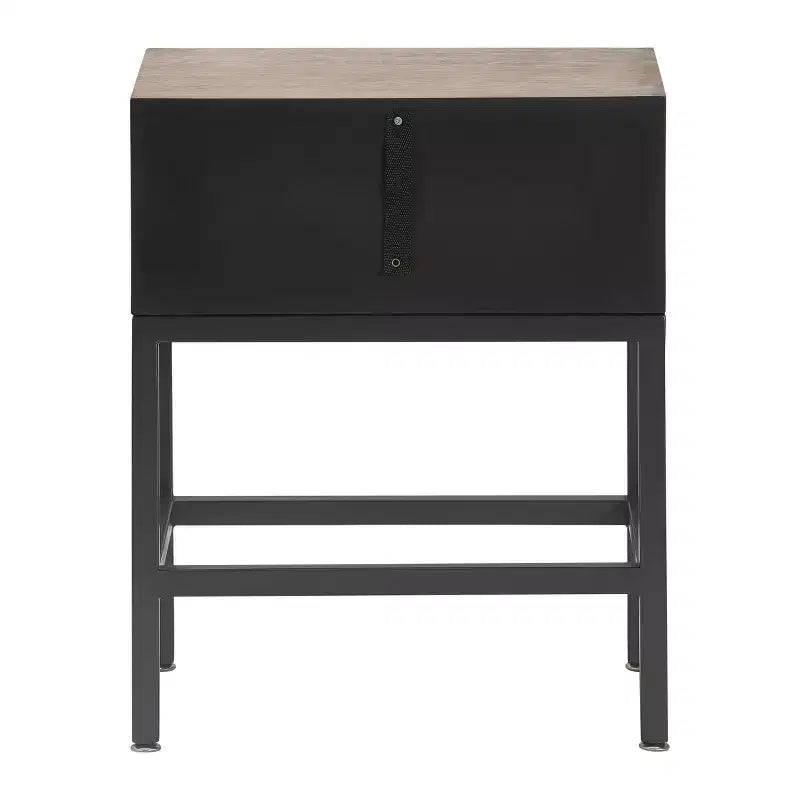 Hayworth Mirrored Side Table Gray - Finch: Modern Rectangle No Assembly, Metal Frame, Wood Top