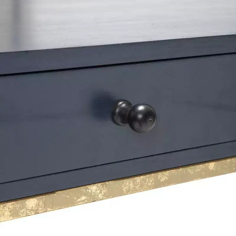 Jolie Modern Living Room Console Table Navy Blue/Gold - Adore Decor: Chic 2-Drawer Design, Glossy Finish, Metal Frame