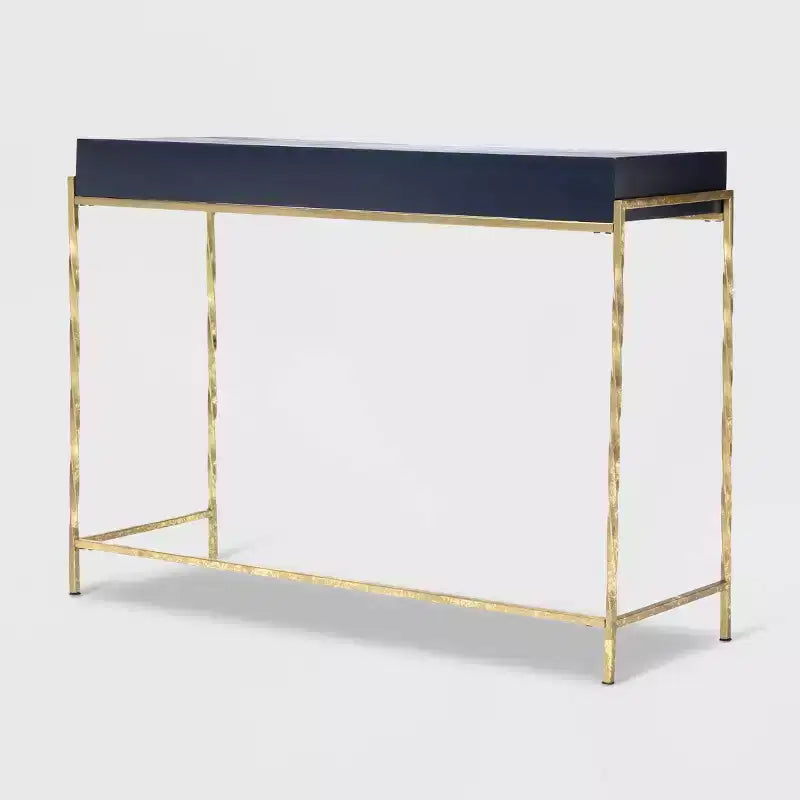 Jolie Modern Living Room Console Table Navy Blue/Gold - Adore Decor: Chic 2-Drawer Design, Glossy Finish, Metal Frame