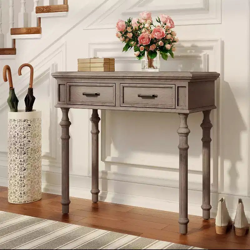 Cassatt 2 Drawer Console Table Gray - Finch