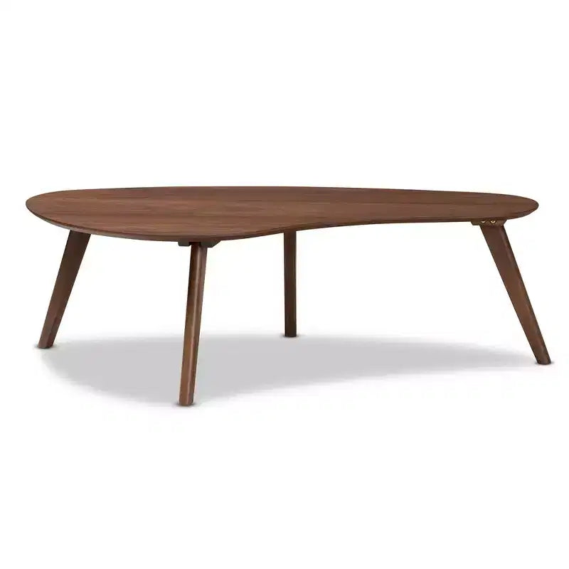 Scarlette Coffee Table Walnut - Baxton Studio: Mid-Century Modern, Irregular Shape, Rubberwood, Living Room, 4 Point/Leg Design