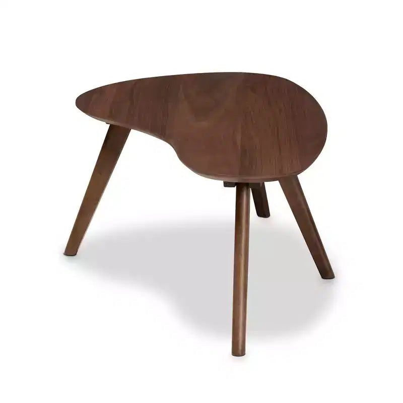 Scarlette Coffee Table Walnut - Baxton Studio: Mid-Century Modern, Irregular Shape, Rubberwood, Living Room, 4 Point/Leg Design