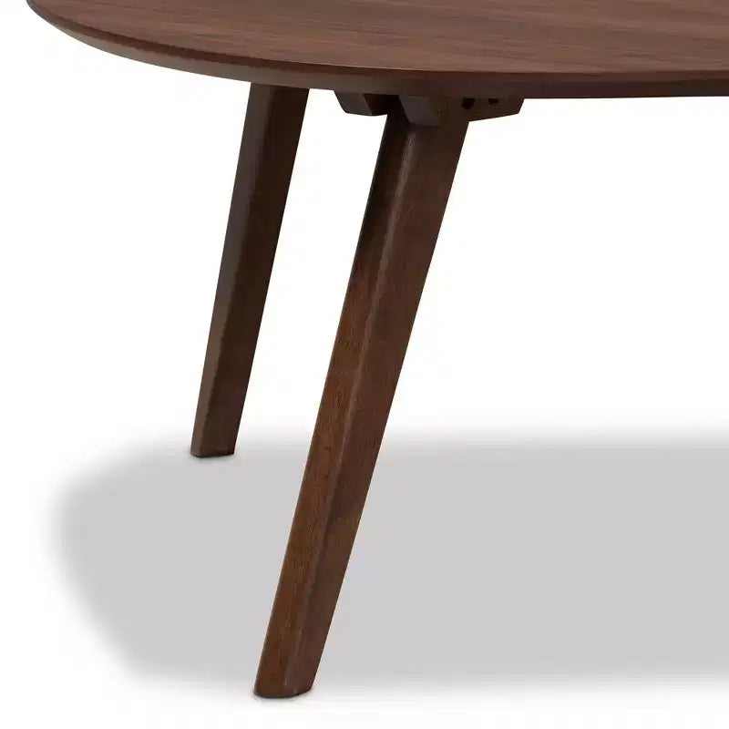 Scarlette Coffee Table Walnut - Baxton Studio: Mid-Century Modern, Irregular Shape, Rubberwood, Living Room, 4 Point/Leg Design