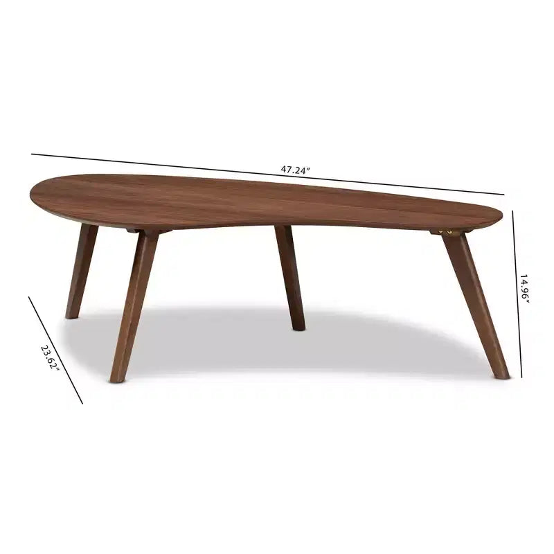 Scarlette Coffee Table Walnut - Baxton Studio: Mid-Century Modern, Irregular Shape, Rubberwood, Living Room, 4 Point/Leg Design