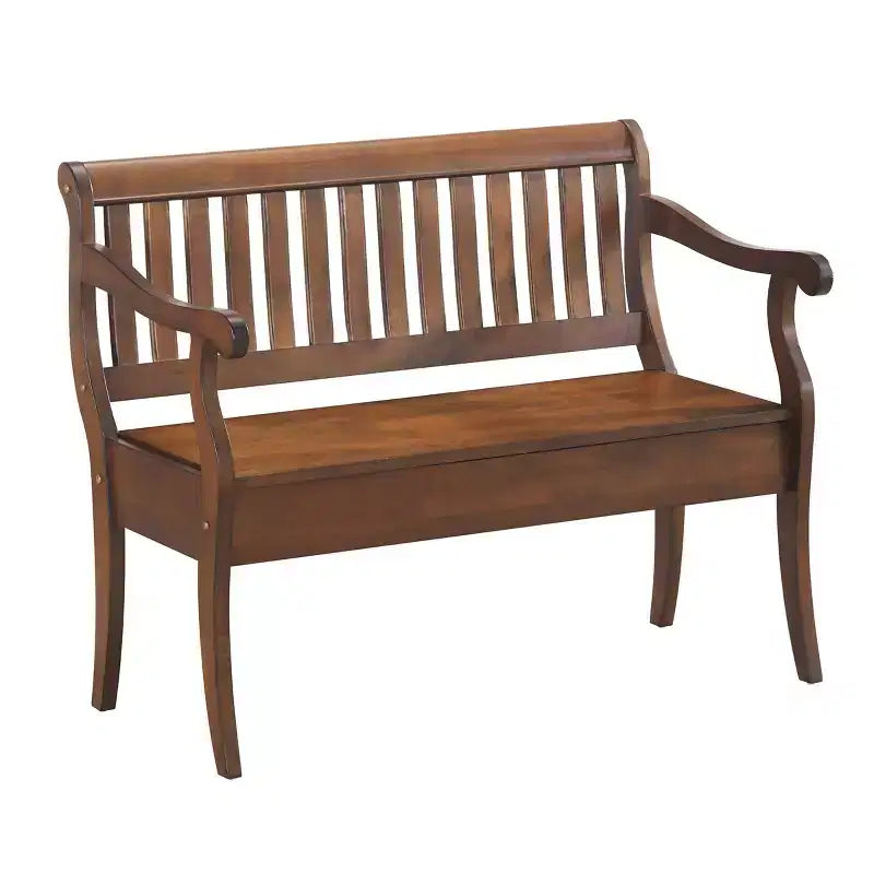 Carolina Living Alcott Storage Bench Elm: Hand-Crafted, Lift Lid, Antique Finish, 2-Person Seating