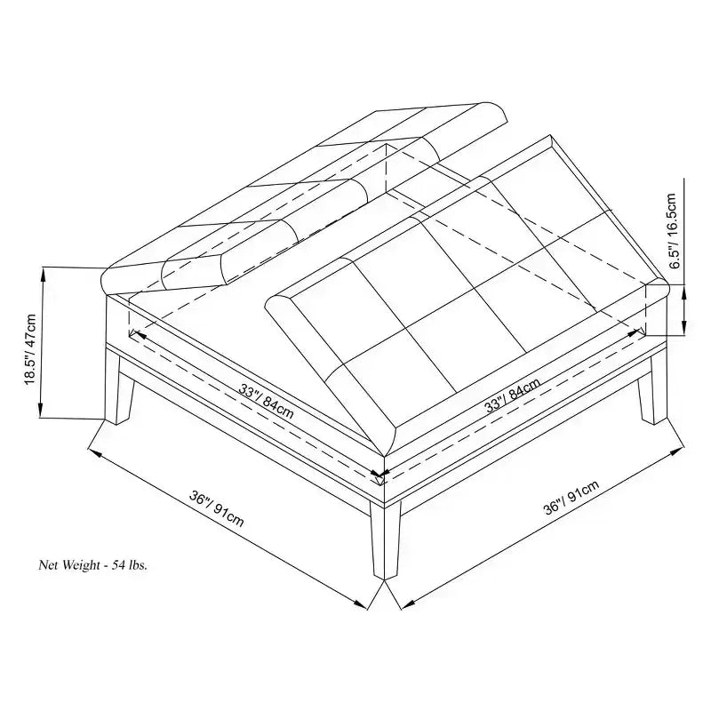 Lancaster Square Coffee Table Storage Ottoman - WyndenHall