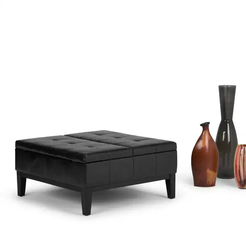 Lancaster Square Coffee Table Storage Ottoman - WyndenHall