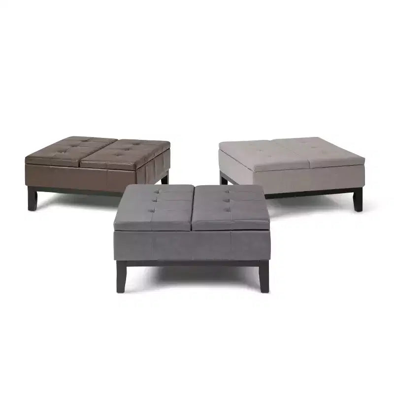 Lancaster Square Coffee Table Storage Ottoman - WyndenHall