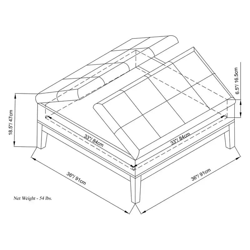 Lancaster Square Coffee Table Storage Ottoman - WyndenHall