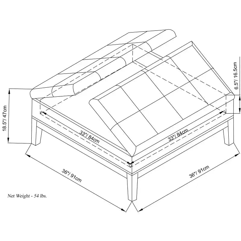 Lancaster Square Coffee Table Storage Ottoman - WyndenHall