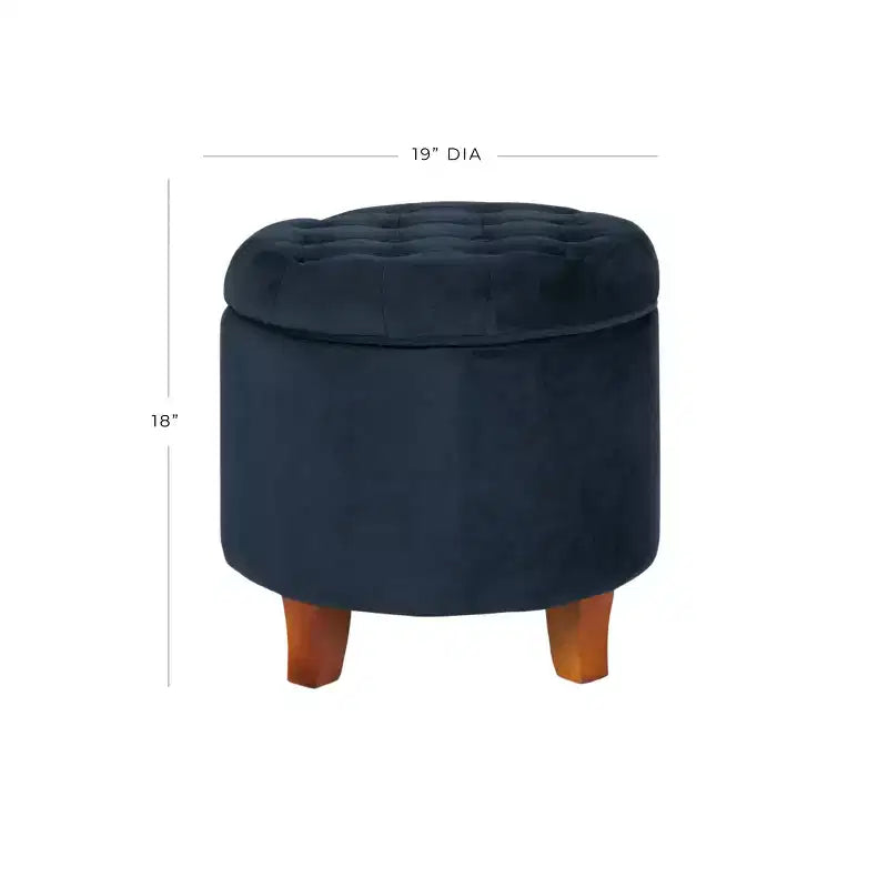 Large Round Button Tufted Storage Ottoman - HomePop