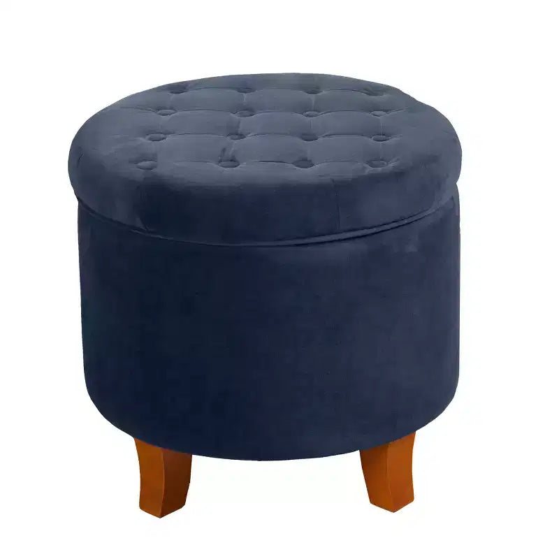 Large Round Button Tufted Storage Ottoman - HomePop