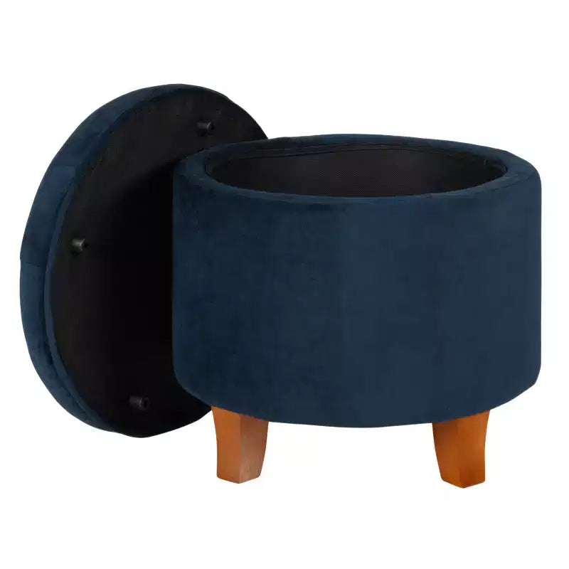 Large Round Button Tufted Storage Ottoman - HomePop