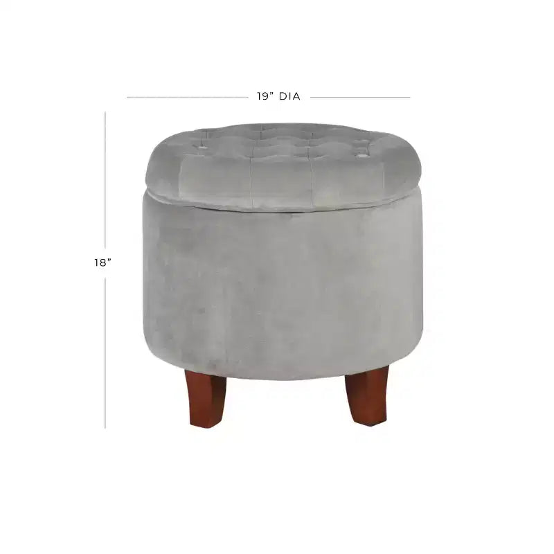 Large Round Button Tufted Storage Ottoman - HomePop