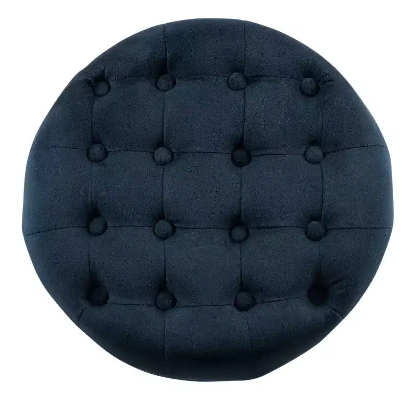 Large Round Button Tufted Storage Ottoman - HomePop