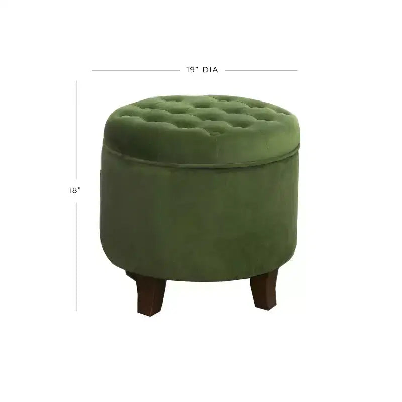 Large Round Button Tufted Storage Ottoman - HomePop