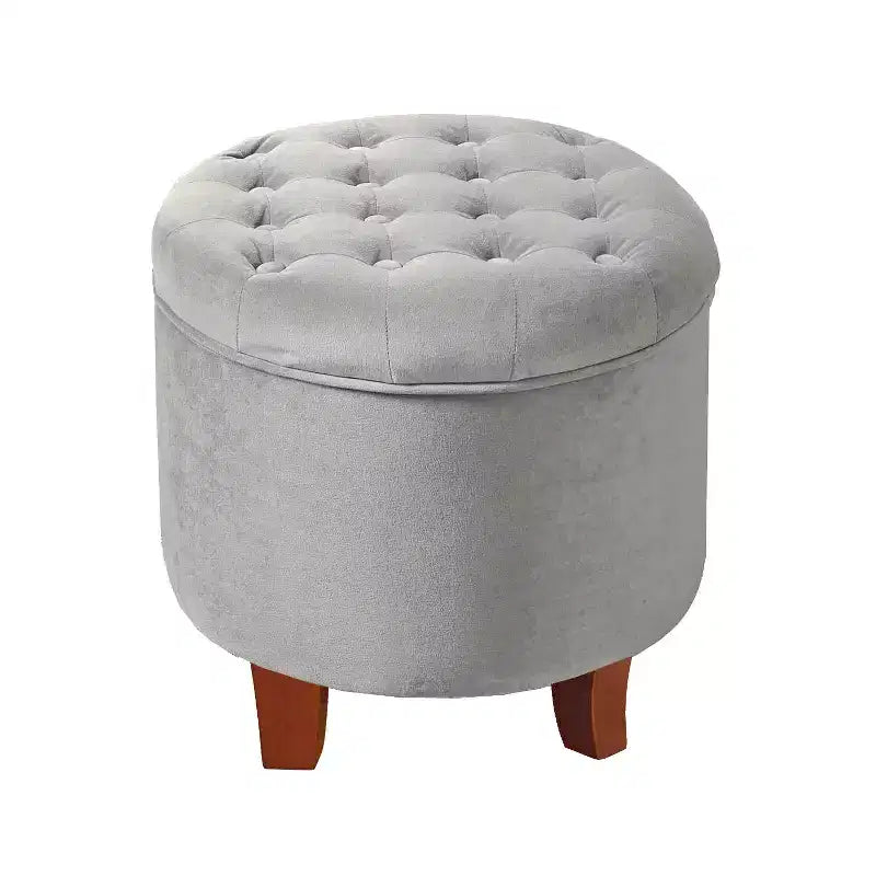 Large Round Button Tufted Storage Ottoman - HomePop