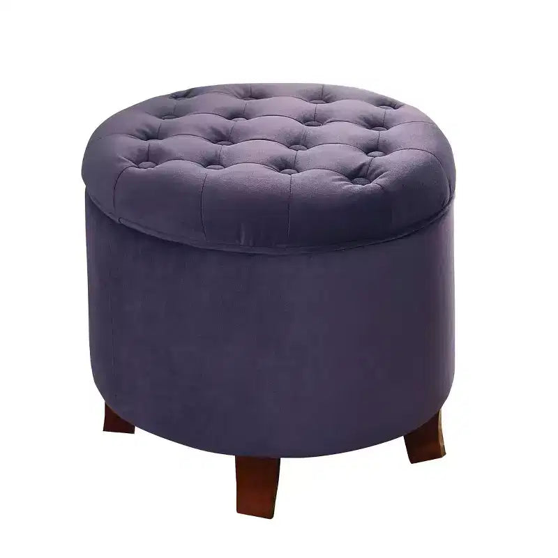 Large Round Button Tufted Storage Ottoman - HomePop