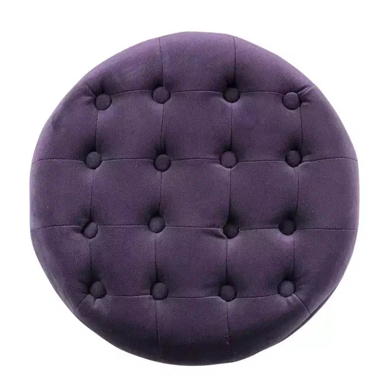 Large Round Button Tufted Storage Ottoman - HomePop