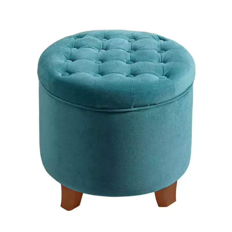 Large Round Button Tufted Storage Ottoman - HomePop