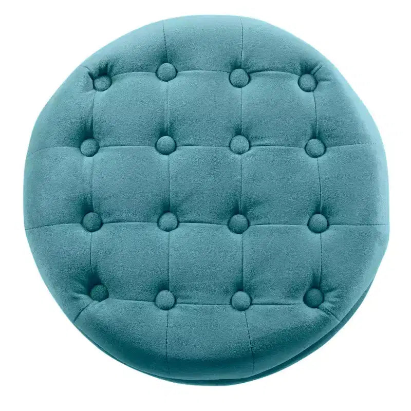 Large Round Button Tufted Storage Ottoman - HomePop