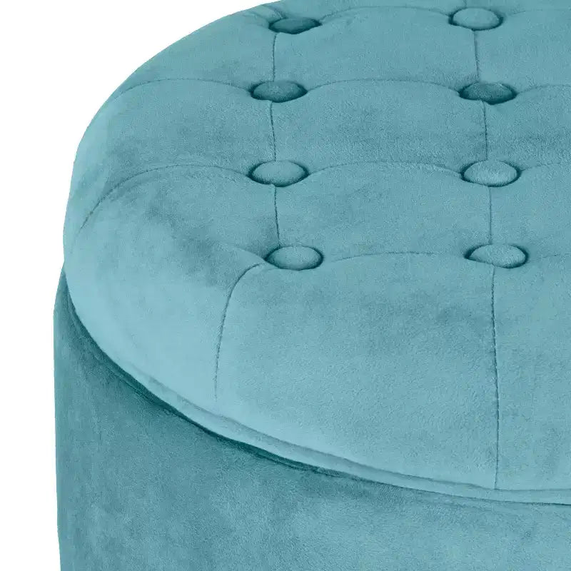 Large Round Button Tufted Storage Ottoman - HomePop