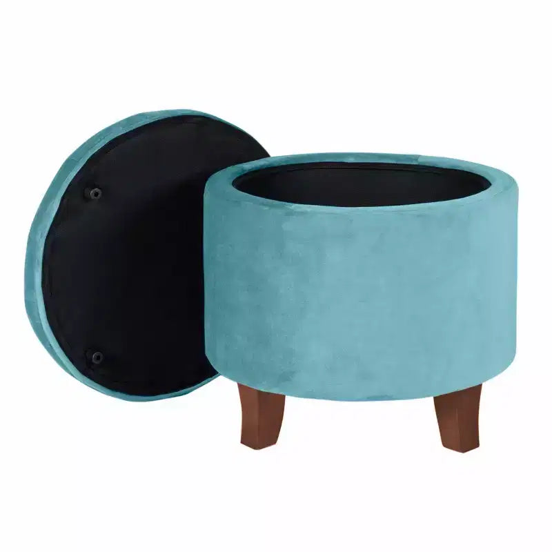 Large Round Button Tufted Storage Ottoman - HomePop