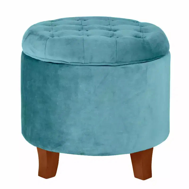Large Round Button Tufted Storage Ottoman - HomePop