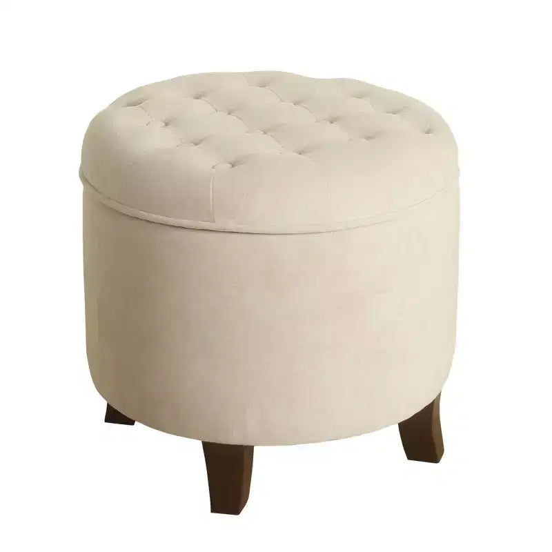 Large Round Button Tufted Storage Ottoman - HomePop