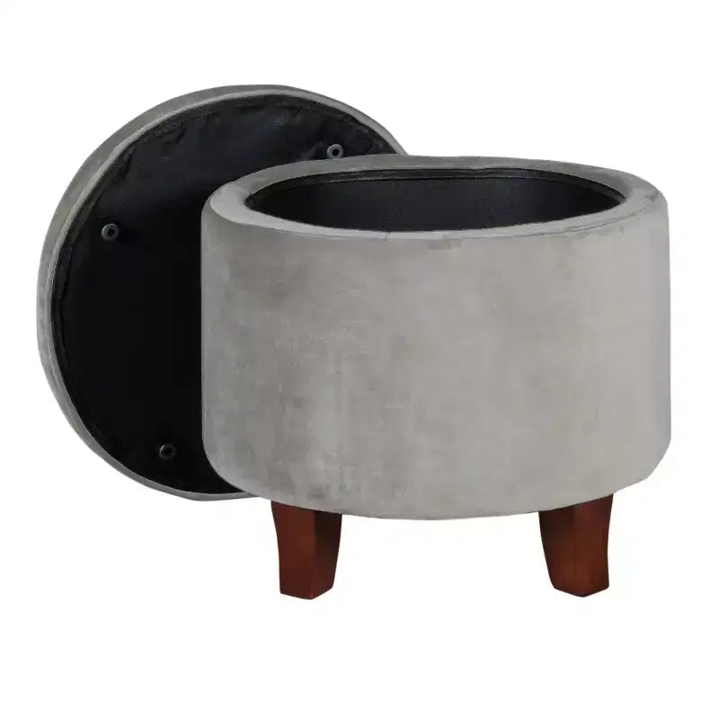 Large Round Button Tufted Storage Ottoman - HomePop