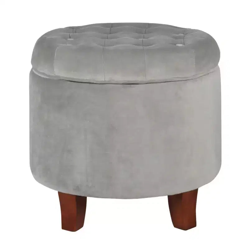 Large Round Button Tufted Storage Ottoman - HomePop