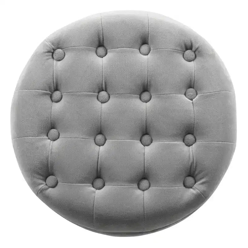 Large Round Button Tufted Storage Ottoman - HomePop