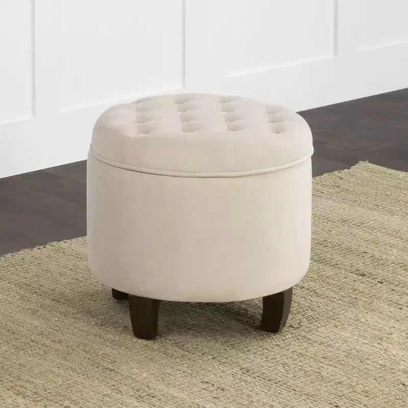 Large Round Button Tufted Storage Ottoman - HomePop