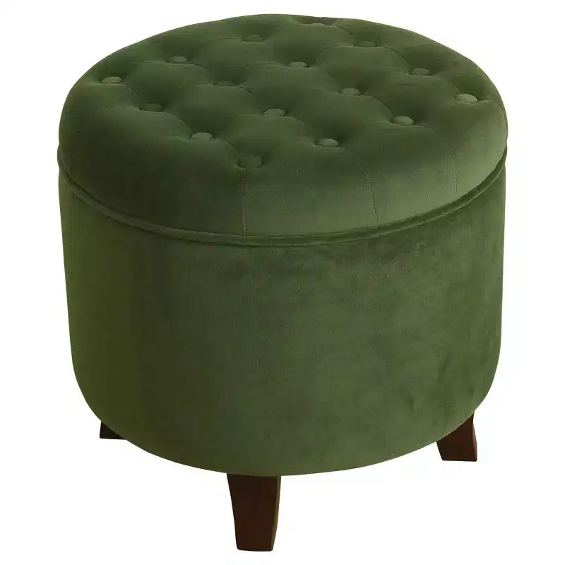 Large Round Button Tufted Storage Ottoman - HomePop