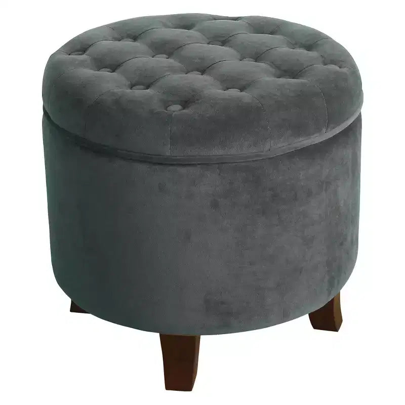 Large Round Button Tufted Storage Ottoman - HomePop