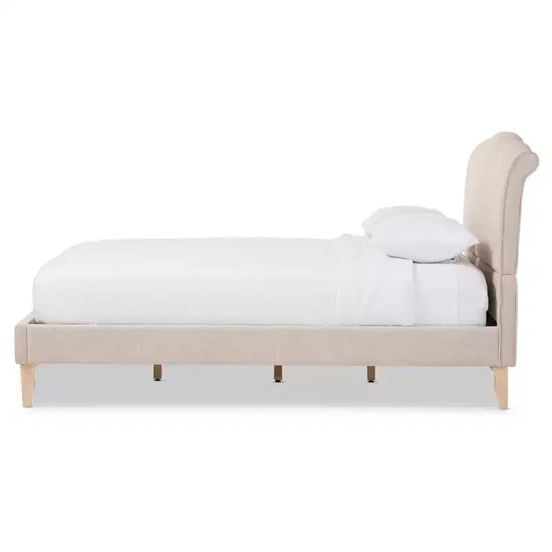 Fannie French Classic Modern Style Linen Fabric Platform Bed - Full - Baxton Studio