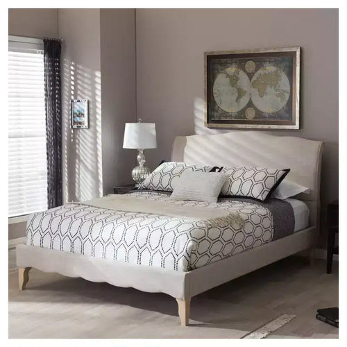 Fannie French Classic Modern Style Linen Fabric Platform Bed - Full - Baxton Studio